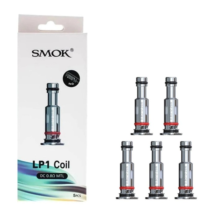 SMOK LP1 Coil 0.8Ω MTL yedek kartuş, 5'li paket, gümüş renk.