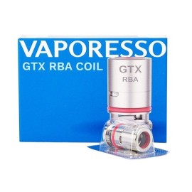 Vaporesso GTX RBA Coil yedek parça, metalik gümüş ve kırmızı detaylı.