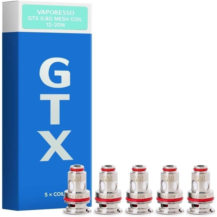 Vaporesso GTX 0.8Ω Mesh Coil 5'li paket, mavi kutu.