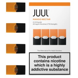 Juul Mango Nectar 1.7% nikotinli 4'lü kartuş paketi.