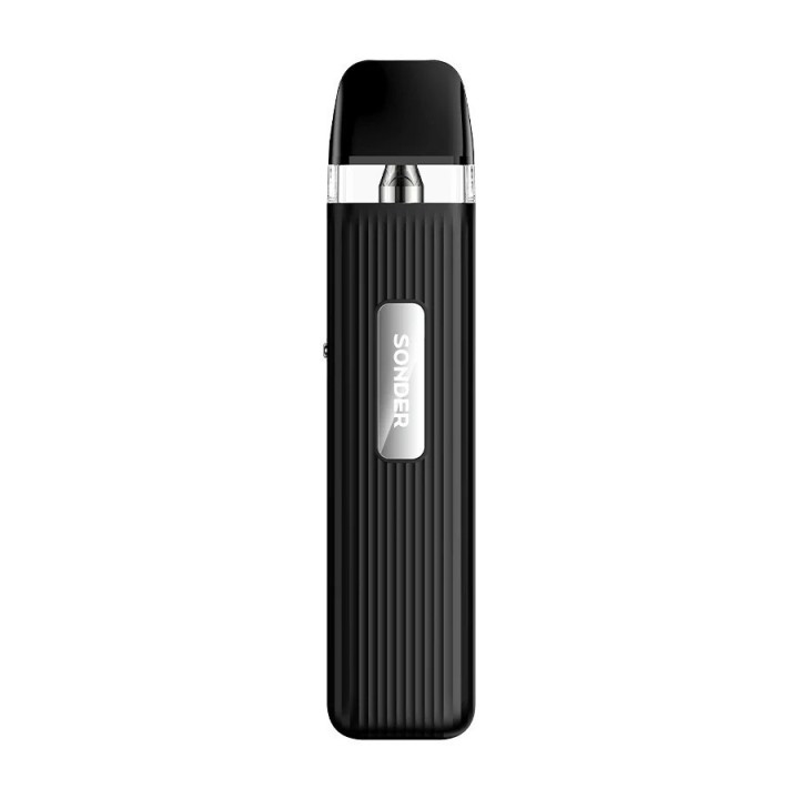 GeekVape Sonder Q Pod Mod Siyah, dikey çizgili kompakt elektronik sigara.