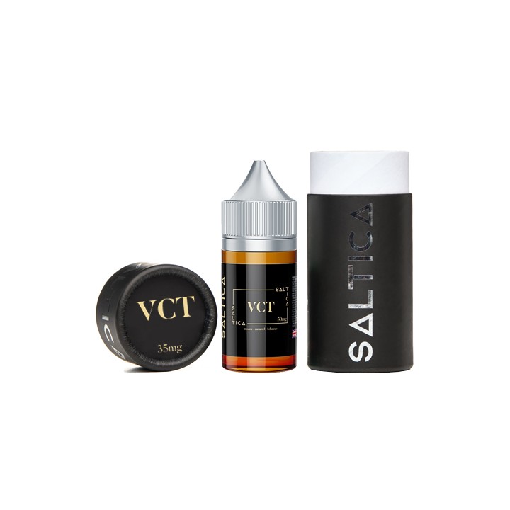 Saltica VCT Salt Likit 35mg, amber rengi, karton kutulu.