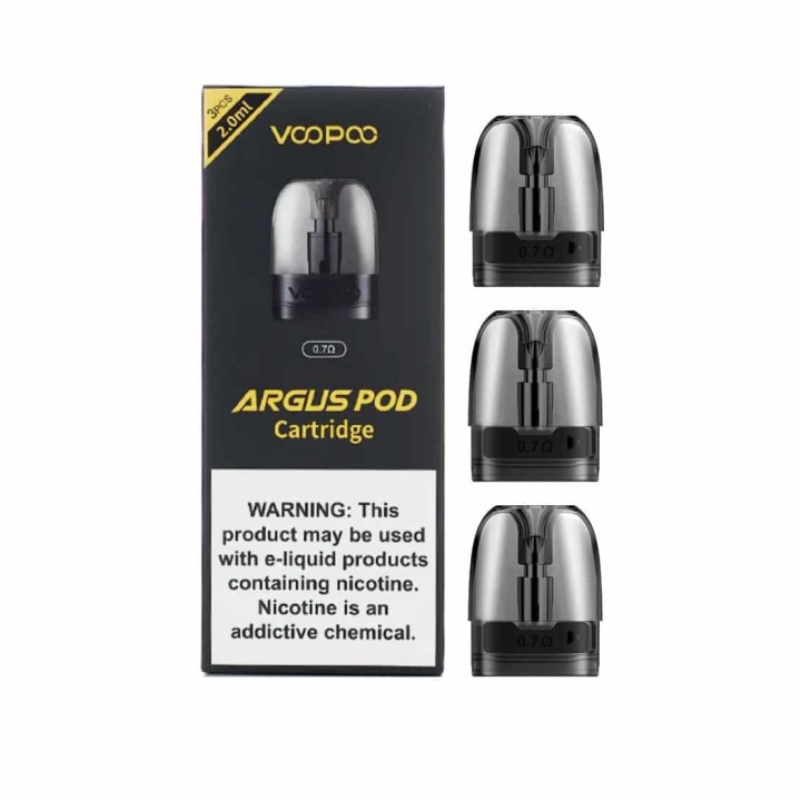 Voopoo Argus Pod Kartuş 3'lü Paket 0.7Ω Coil, Şeffaf Gri