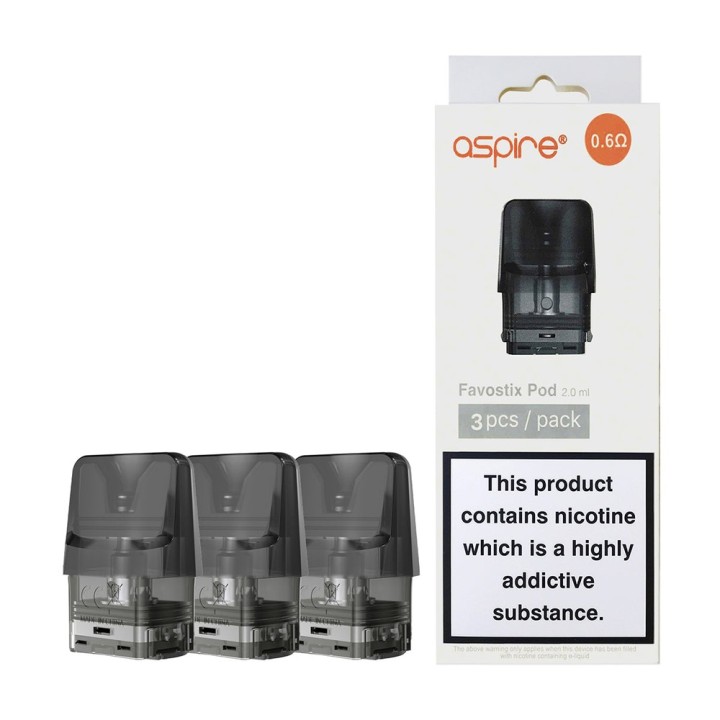 Aspire Favostix 0.6Ω Kartuş 3'lü Paket, Koyu Gri Yedek Pod