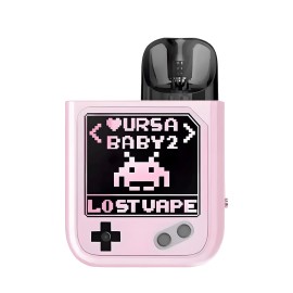 Lost Vape Ursa Baby 2 Pod Mod pembe, retro oyun konsolu tasarımlı elektronik sigara.