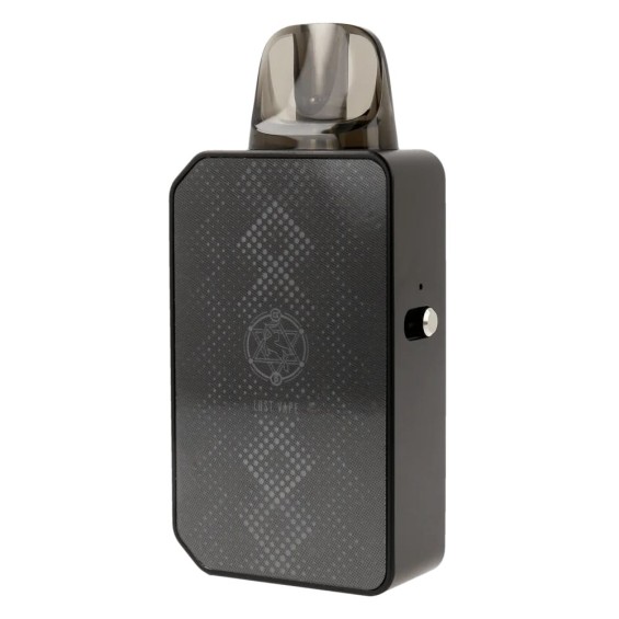 Lost Vape Centaurus E40 Max Pod Mod siyah renkli, desenli gövde ve şeffaf kartuş.