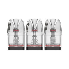 Uwell Caliburn GPP Kartuş yedek başlıkları, şeffaf gövde ve kırmızı detaylar.