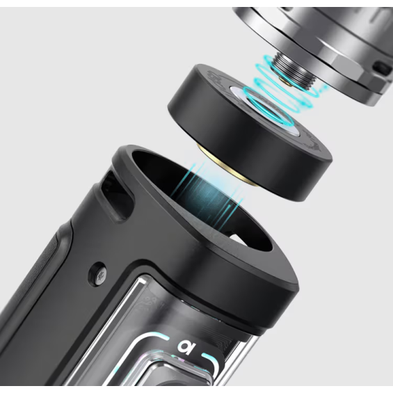 Aspire Veynom EX Pod Mod manyetik bağlantı detayı, siyah gövde.