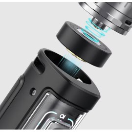 Aspire Veynom LX Pod Mod manyetik bağlantı detayı, siyah renkli mod gövdesi.