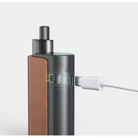 Aspire Vilter Power Bank şarj olurken yakın çekim, kahverengi detaylı.