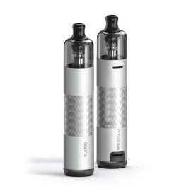 Aspire Flexus Stik Pod Mod gümüş renkli, desenli gövde, iki adet vape.