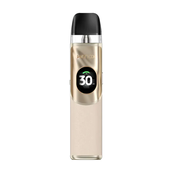 GeekVape Wenax Q2 Pod Mod Altın renk, 30W dijital ekranlı elektronik sigara.
