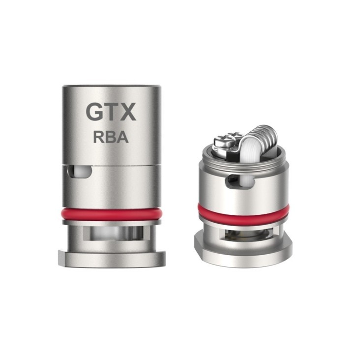 Vaporesso GTX RBA Coil yedek parça, metalik gümüş, kırmızı o-ringli.