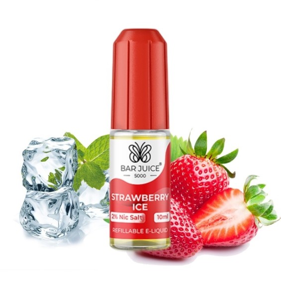 Bar Juice Strawberry Ice Salt Likit 10ml, çilek, nane ve buz efektli e-likit.