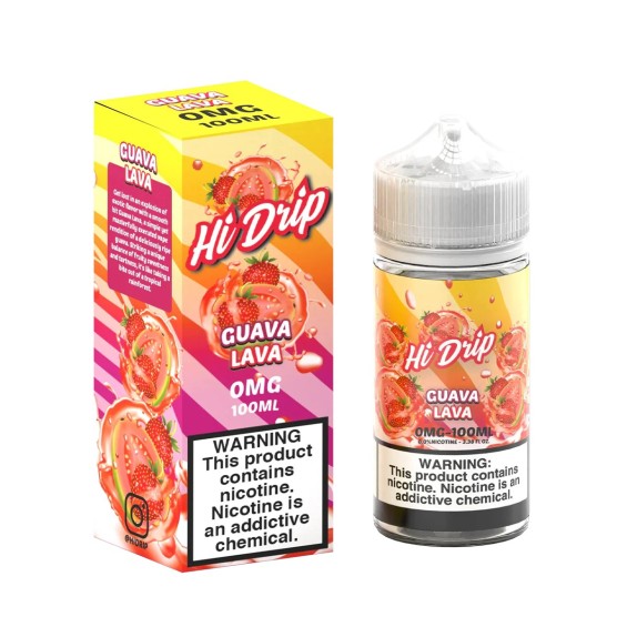 Hi Drip Guava Lava E Likit 100ml şişe ve kutu ambalajı.
