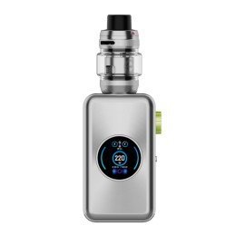 Vaporesso Gen Max Kit Pod Mod gümüş renkli, parlak ekranlı elektronik sigara.