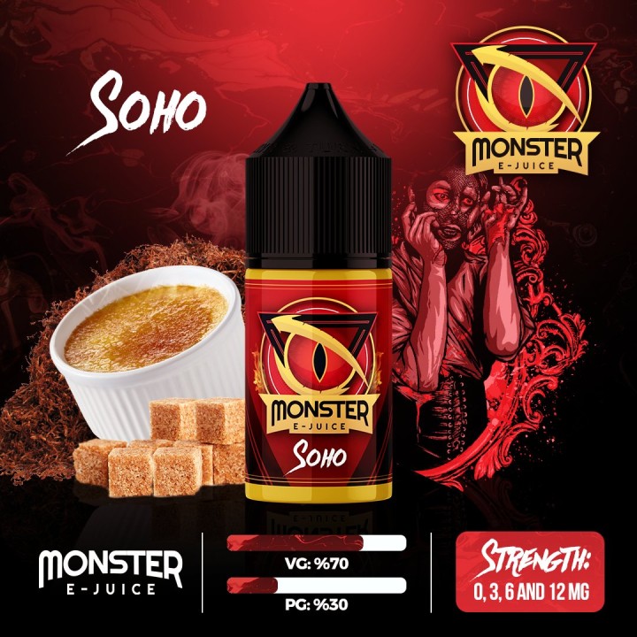 Monster Soho E-Likit, Kremalı Tatlı ve Tütün Aromalı VG/PG 70/30