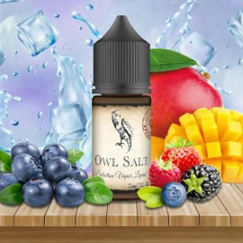 Owl Salt Blue Mango Blast Salt Likit, buzlu ve karışık meyveli vape likiti.
