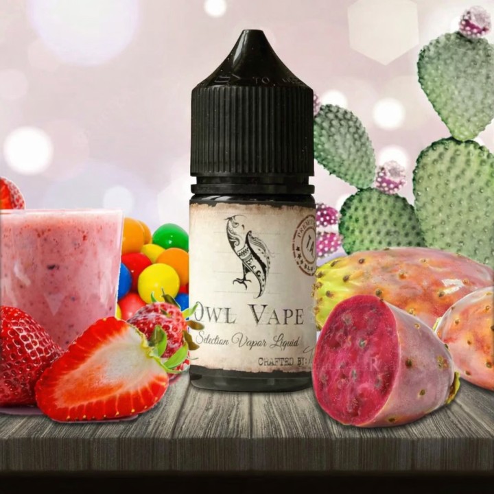 Owl Vape Kaktüs Bubblegum Ice Salt Likit, Çilek ve Kaktüs Meyveli.